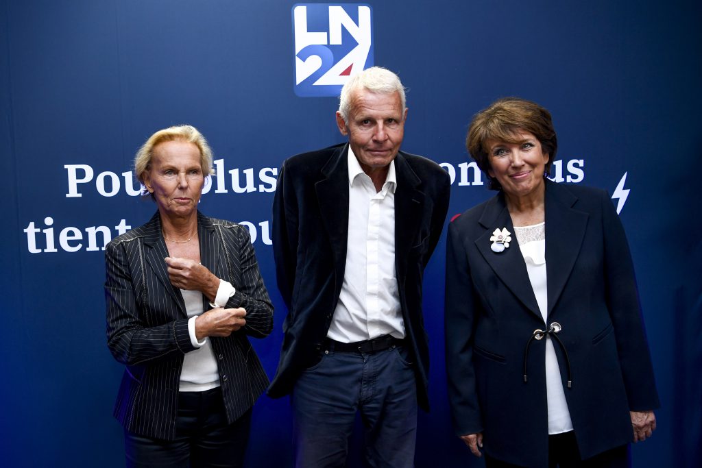 Brussels , 02/09/2019
Opening night of the new television chain LN24, at the European Parliament
Pix :   Christine Ockrent / Patrick Poivre d Arvor / Roselyne Bachelot
Credit : Frederic Sierakowski / Isopix