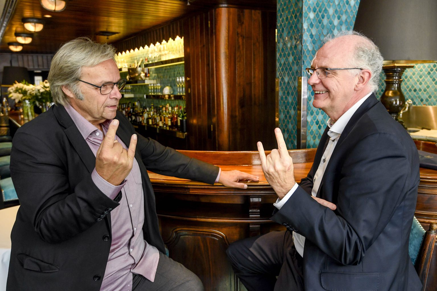 Brussels , 21/09/2020
Commande Trends tendances Rencontres de l’Ecailler du Palais Royal  avec le patron d’Engie Benelux Philippe Van Troeye et l’animateur-rocker Marc Ysaye.
Pix :
Credit : Frederic Sierakowski / Isopix