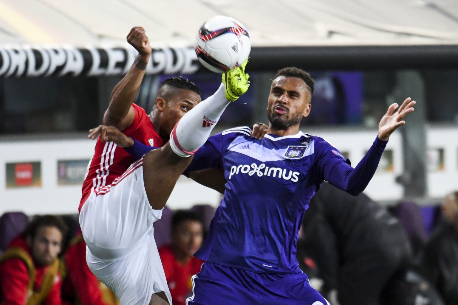 UEL , RSC Anderlecht - Manchester United 
Brussels , 13/04/2017
Quarter finales of the EUFA Europa League (UEL) , RSC Anderlecht vs. Manchester United ,  in the Constant Vanden Stockstadion in Anderlecht , Belgium . 
Pix : Manchester United's Marcus Rashford  
Credit : Frederic Sierakowski / Isopix