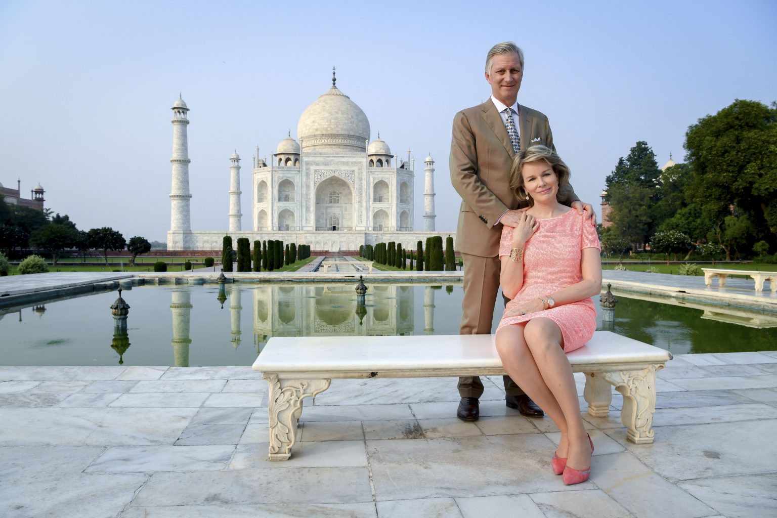 India - Agra, 06/11/2017
State visit of their Majesties the King Philippe and the Queen Mathilde of the Belgians to the Republic of India. Guided tour visit of the Taj Mahal
pix.... Queen Mathilde / King Philippe
Credit : Frederic Sierakowski / Isopix