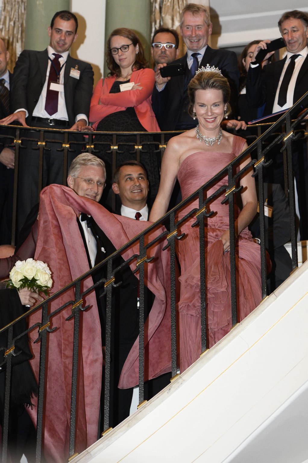 Warsaw October 13 2015
State visit of King and Queen of Belgium to the Republic of Poland
- Walking dinner at the ambassade of Belgium
Pix...  Queen Mathilde / King Philippe
Credit Frederic Sierakowski / Isopix
