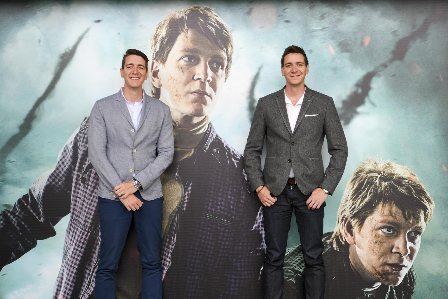 Brussels , 29/06/2016
Press day of ' Harry Potter - The Exhibition ' at Brussels Expo .
Pix : James Phelps /  Oliver Phelps ( Fred and George Weasley )
Credit : Frederic Sierakowski / Isopix