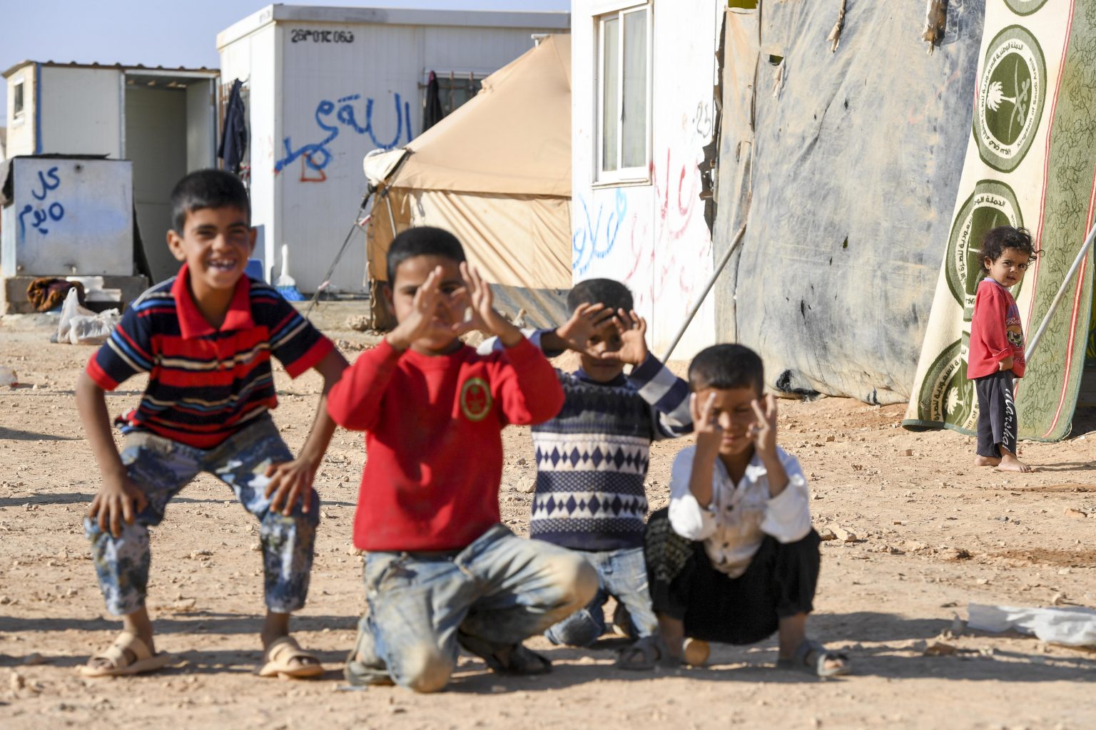 Jordan Mafraq 24 / 10 /  2016 
Illustration picture on Al Zaatrib Refugee camp in Jordan refugee camp in Jordan, located 10 kilometres  east of Mafraq which is gradually evolving into a permanent settlement. It was first opened on July 28, 2012 to host Syrians fleeing the violence in the ongoing Syrian civil war that erupted in 2011. the camp population was estimated at 83,000 refugees.
credit : Sierakowski Frederic /  Isopix