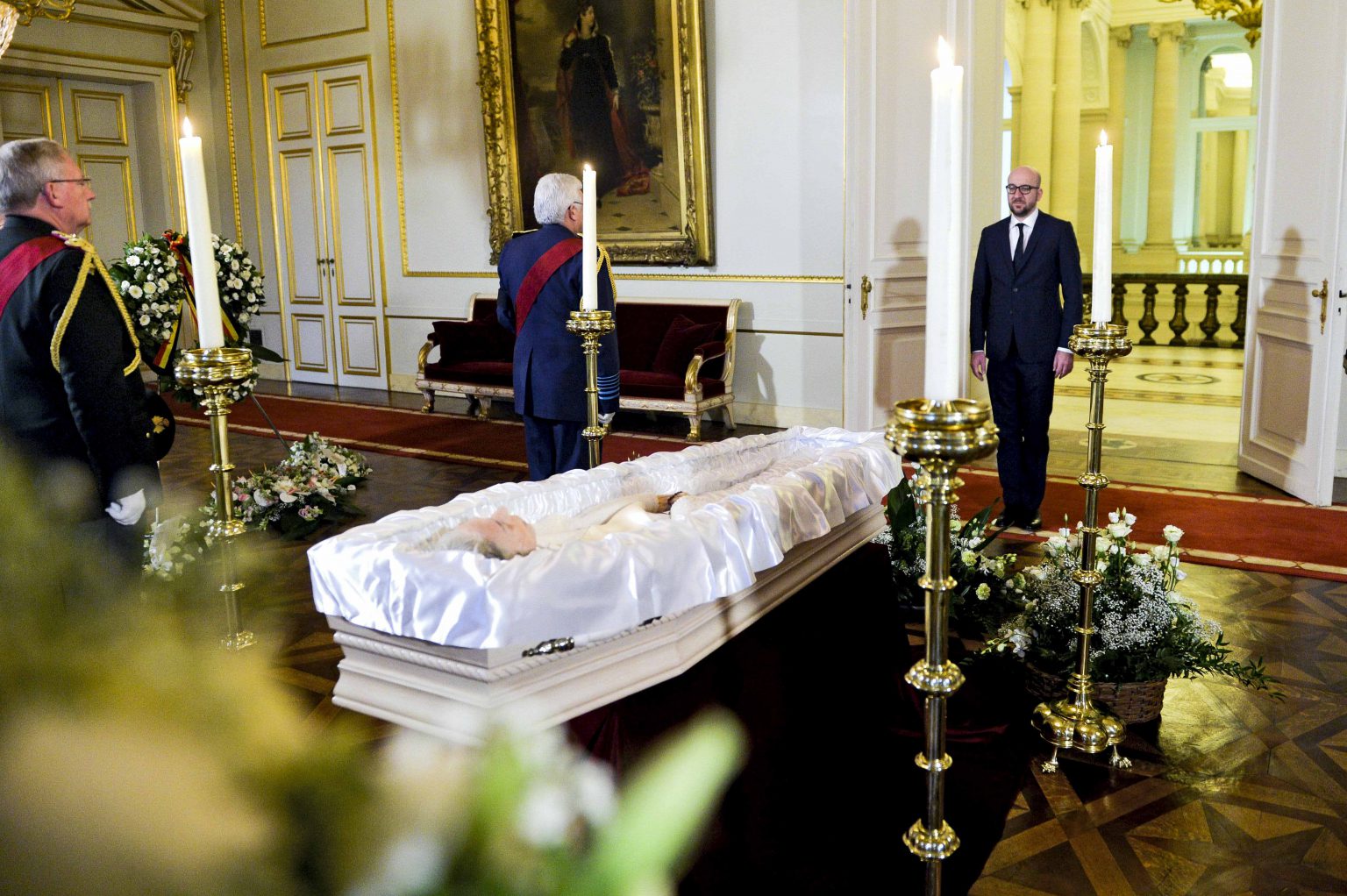 Brussels 10 December 2014
Tribute of the highest authorities of the country to the late Queen Fabiola, at the Royal Palace of Brussels
Pix..... Prime Minister Charles Michel 
Credit Pool / Frederic Sierakowski / Isopix **** reference 00037762 ****  *** local caption *** 00037762
