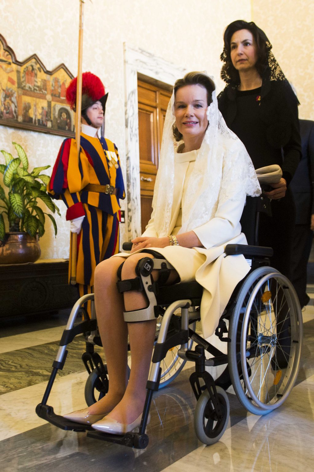 Vatican city 9 March 2015
Official visit of King Philippe and Queen Mathilde of Belgium to the Vatican
Pix...  Queen Mathilde 
Credit Frederic Sierakowski / Isopix