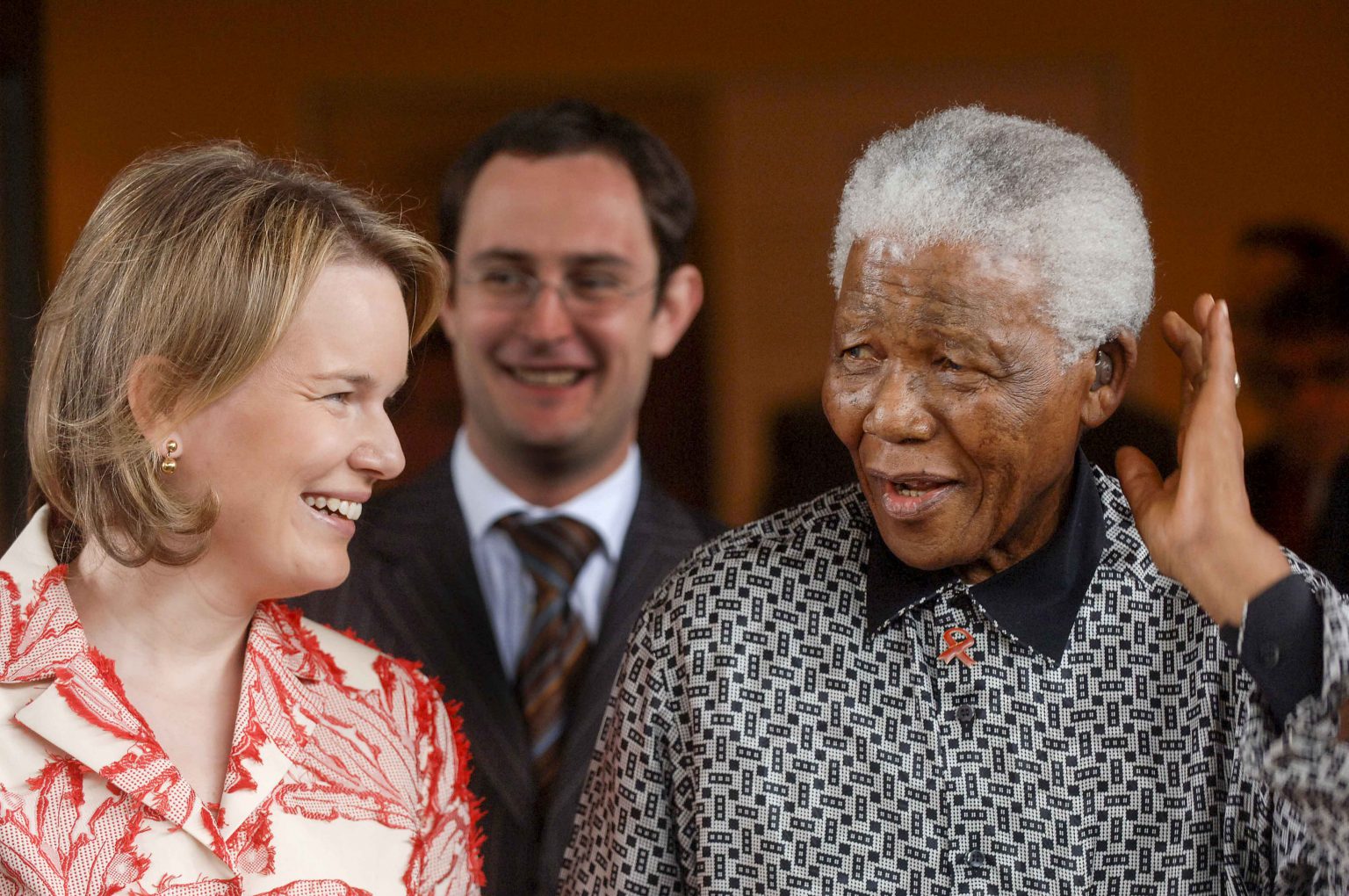 Johannesburg : 15/03/2006
Belgian Economic Mission to South Africa. Pince philippe and princess Mathilde visit the Nelson Mandela fondation in presence of Nelson Mandela
Picture:  Princess Mathilde / Nelson Mandela
credit: Sierakowski / Isopix