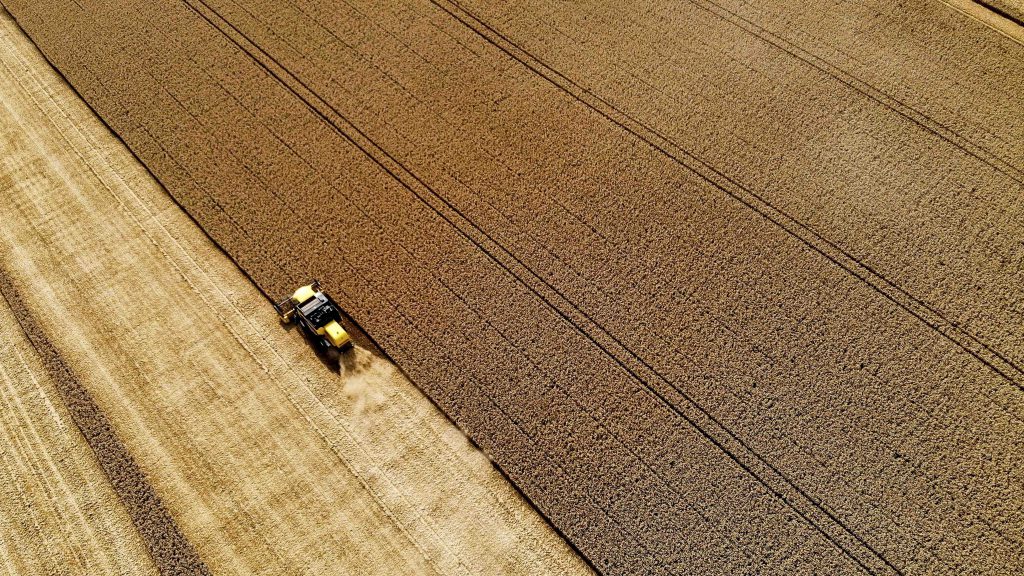 Nivelles , 05/08/2019
The illustration shows a farmer harvesting grain from a field of cereals
Pix : 
Credit : Frederic Sierakowski / Isopix